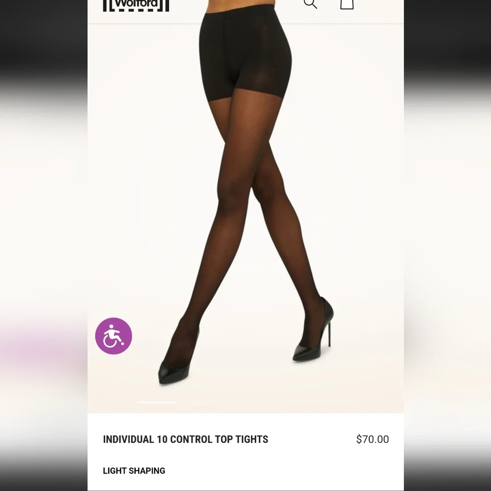 WOLFORD SHAPE INDIVIDUAL 10 CONTROL TOP TIGHTS : Size:Medium; Color: BLACK